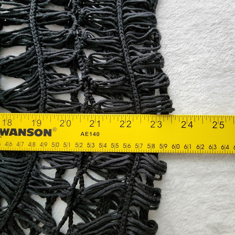 Crochet Fringe Poncho Top 1X 2X Black Open Knit Witchy Festival Whimsigoth Goth - Picture 10 of 12